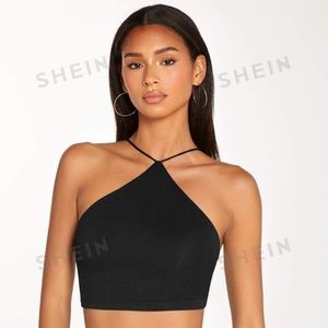 Black Cropped Halter Neck Tank | SHEIN | Women’s Size Small